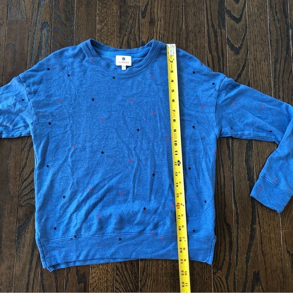 Sundry Women’s 1/Small Dusty Blue Starry Hearts Pima Cotton Pullover Sweatshirt - Picture 11 of 15